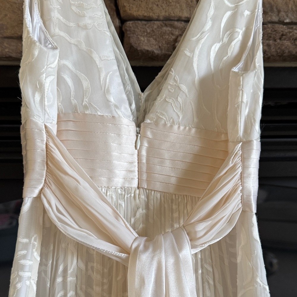 BCBGMaxAzaria Sz 2 Vintage White Ivory Gown Embroidered Floral Silk Maxi Dress - Picture 8 of 17